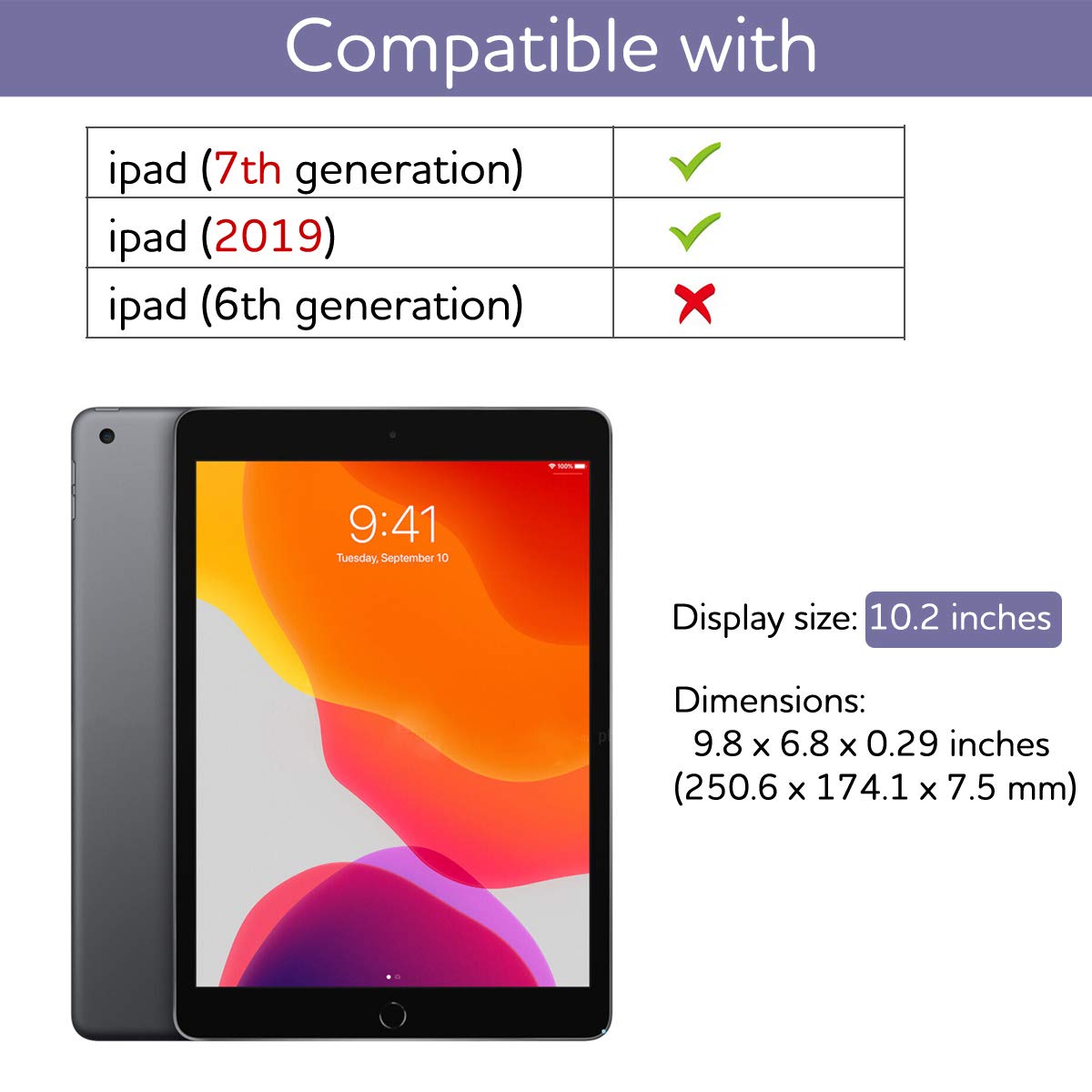 SURITCH iPad Air 3 (2019) & iPad Pro 10.5 (2017) Protective Case with Built-in Screen Protector, Pencil Holder & Auto Wake/Sleep - Purple Marble Design | Perfect for Work, School & Travel