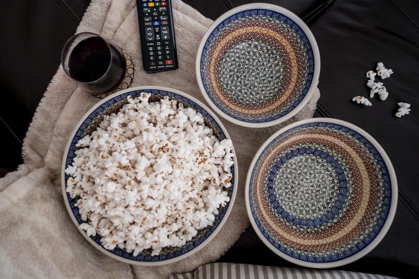 Blue Rose Polish Pottery Athena 3-Piece Serving Bowl Set - Elegant Handcrafted Ceramic Bowls for Salads, Pasta & Entertaining - Perfect for Dinner Parties & Holiday Gatherings