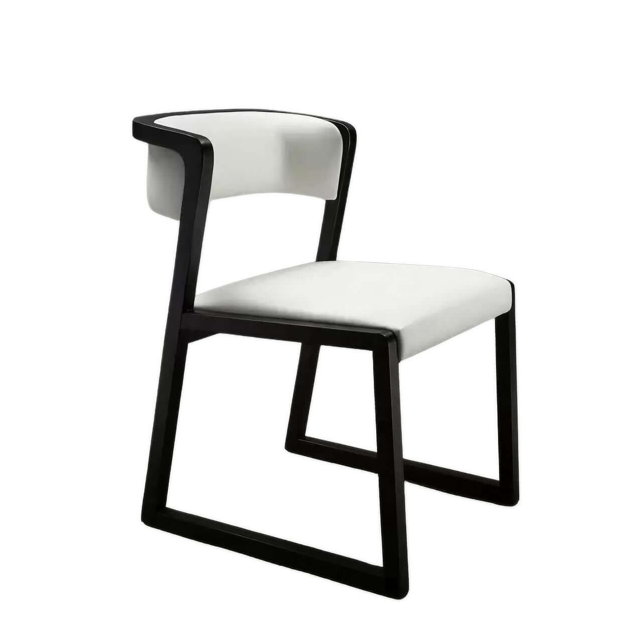 Premium White Leather Dining Chair with Solid Wood Frame - Modern Minimalist Design for Home, Office, and Restaurant Use