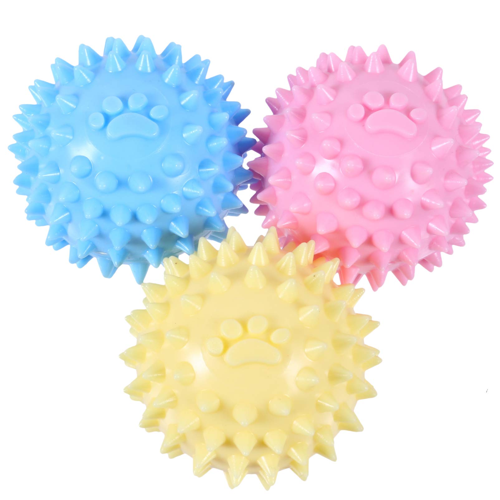 POPETPOP Pet Squeaky Chewing Balls - Soft Dental Cleaning Teeth Toys for Small, Medium & Large Dogs (3PCS Random Color) - Perfect for Playtime, Training & Oral Health Care