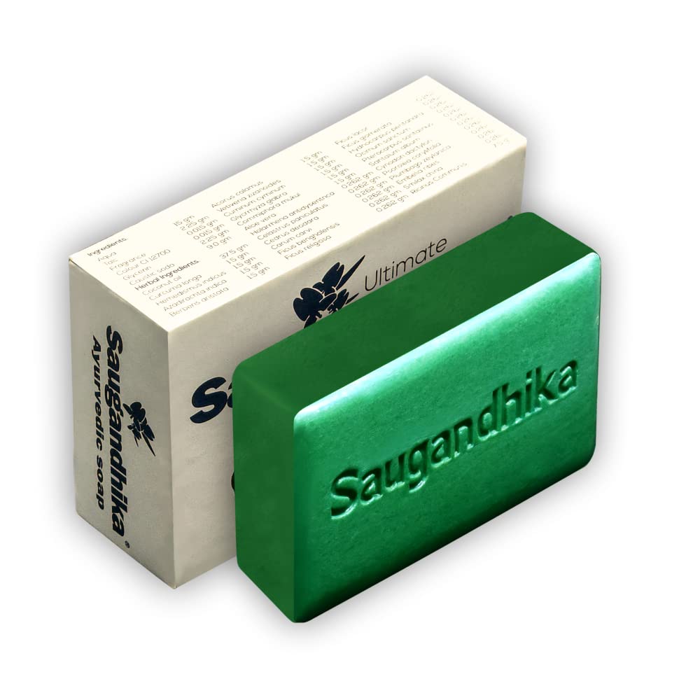 Best Ayurvedic Herbal Soap for Healthy Skin - Saugandhika Natural Moisturizing & Deodorizing Soap (Pack of 5) | Perfect for Daily Skincare, Sensitive Skin & Body Odor Control