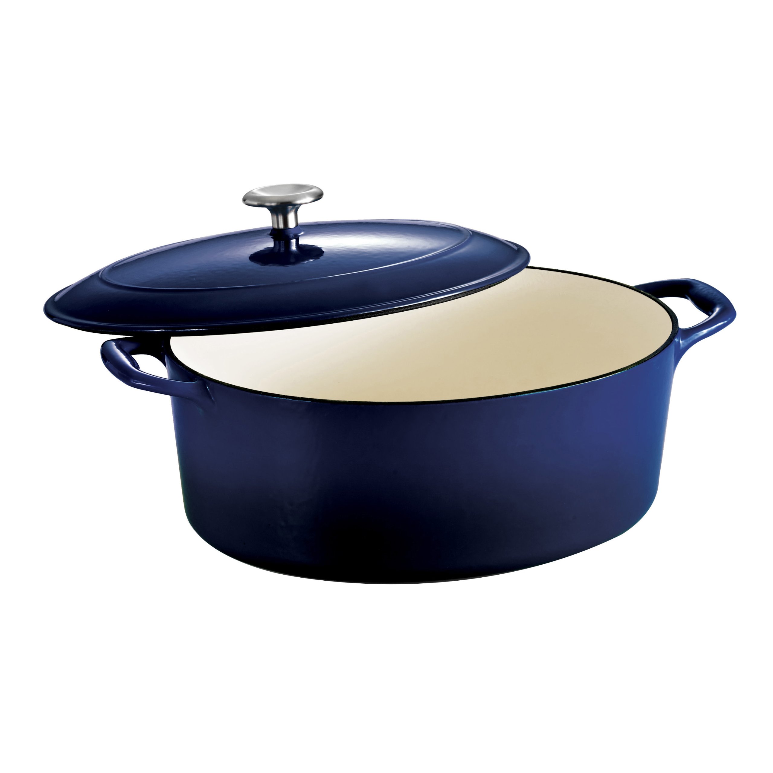 Tramontina 7-Quart Enameled Cast Iron Dutch Oven with Lid - Blue Oval Cookware for Baking, Roasting & Slow Cooking - Perfect for Soups, Stews & Bread Making