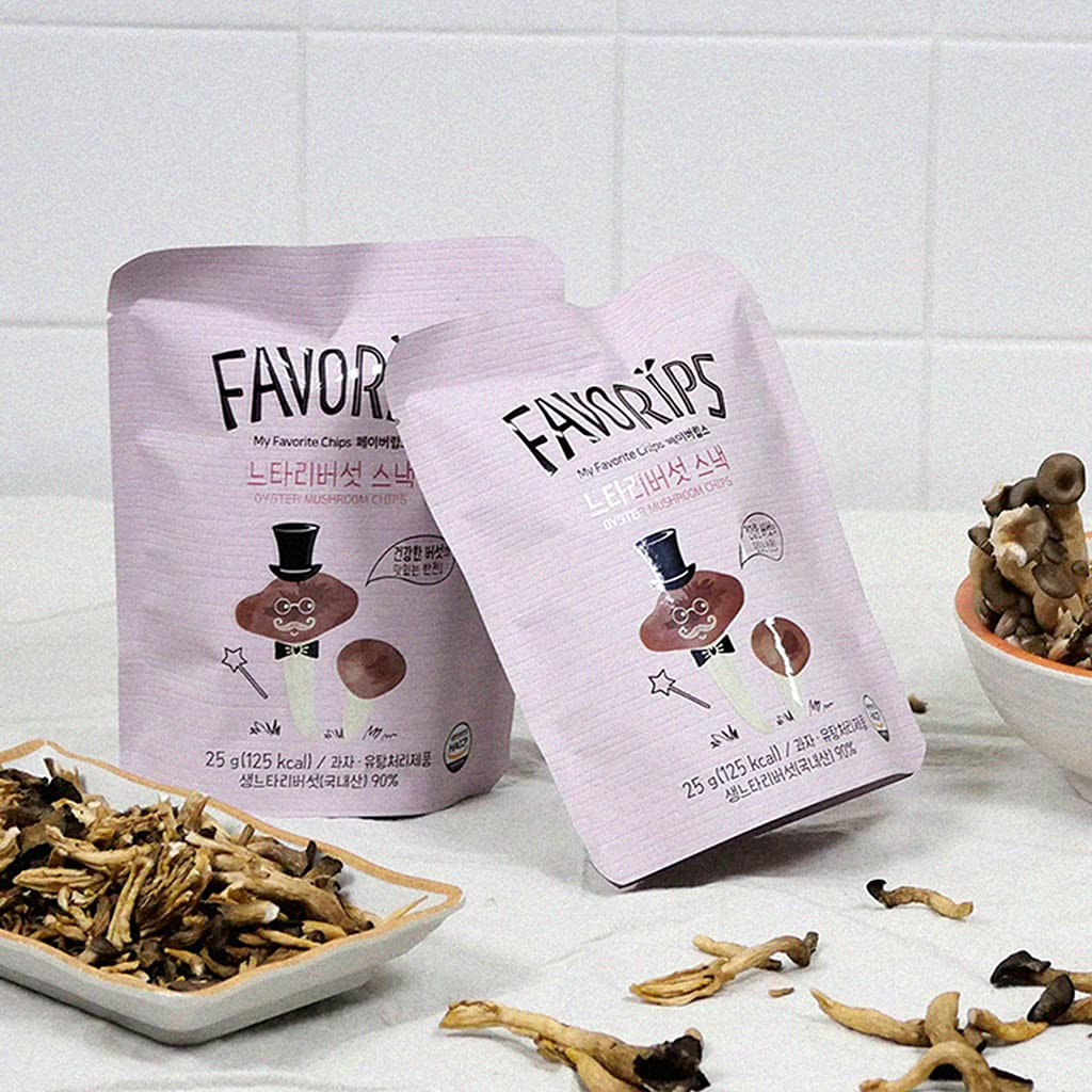 Organic Oyster Mushroom Snack 25g - Korean Farm Grown, Vegan Healthy Snack, Gluten-Free & Non-GMO - Perfect for On-the-Go, Office Snacking & Keto Diet