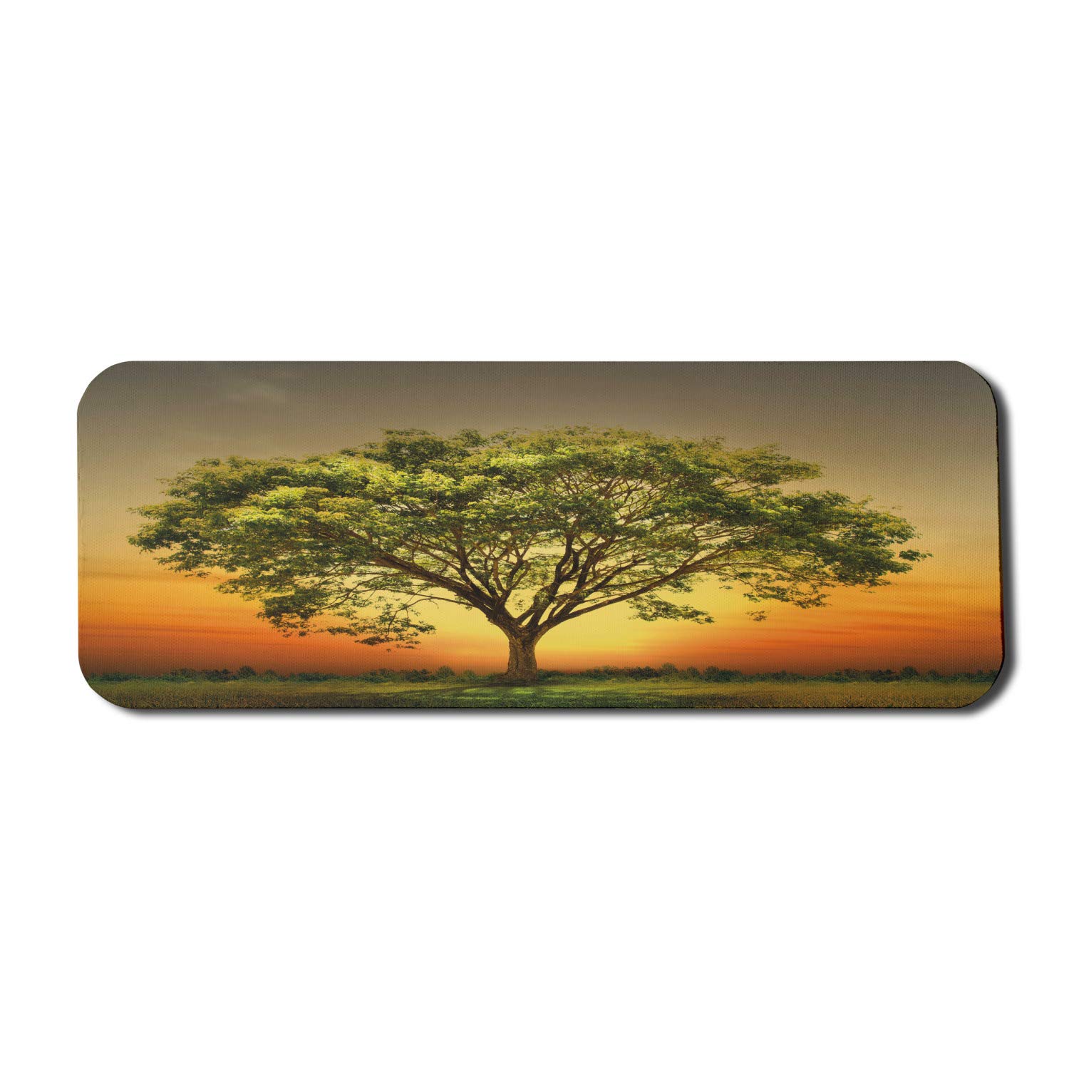 Ambesonne Landscape Computer Mouse Pad - Sunset Valley with Big Old Tree Photo, Non-Slip Rubber Gaming Mousepad (31