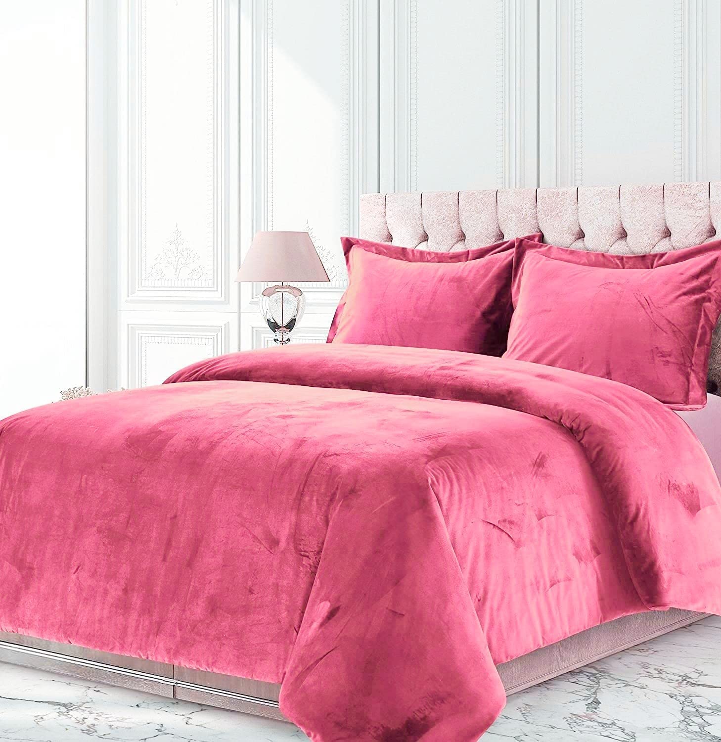 Premium 600 GSM Crinkle Crushed Venice Velvet California King Comforter - Soft Sherpa Quilted Duvet Insert, 98