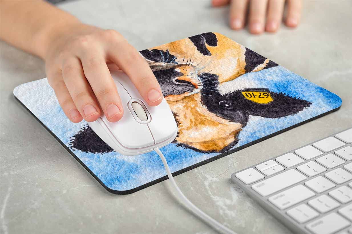 7.9 x 9.5 Inch Cow Print Mouse Pad - Non-Slip Rubber Base Computer Desk Mat for Wireless Mouse - Perfect for Office, Gaming & Home Workspace