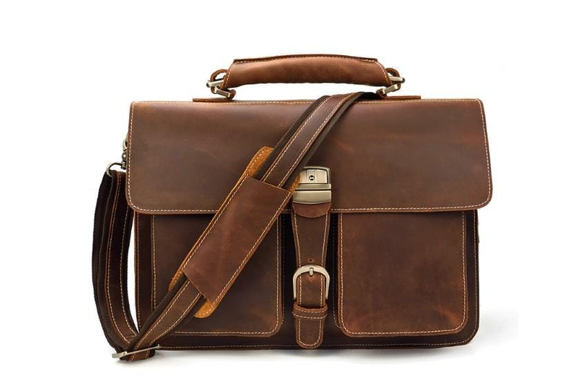 14 Inch Stylish Leather Laptop Bag for Men - Perfect for Business Travel & Office Commute