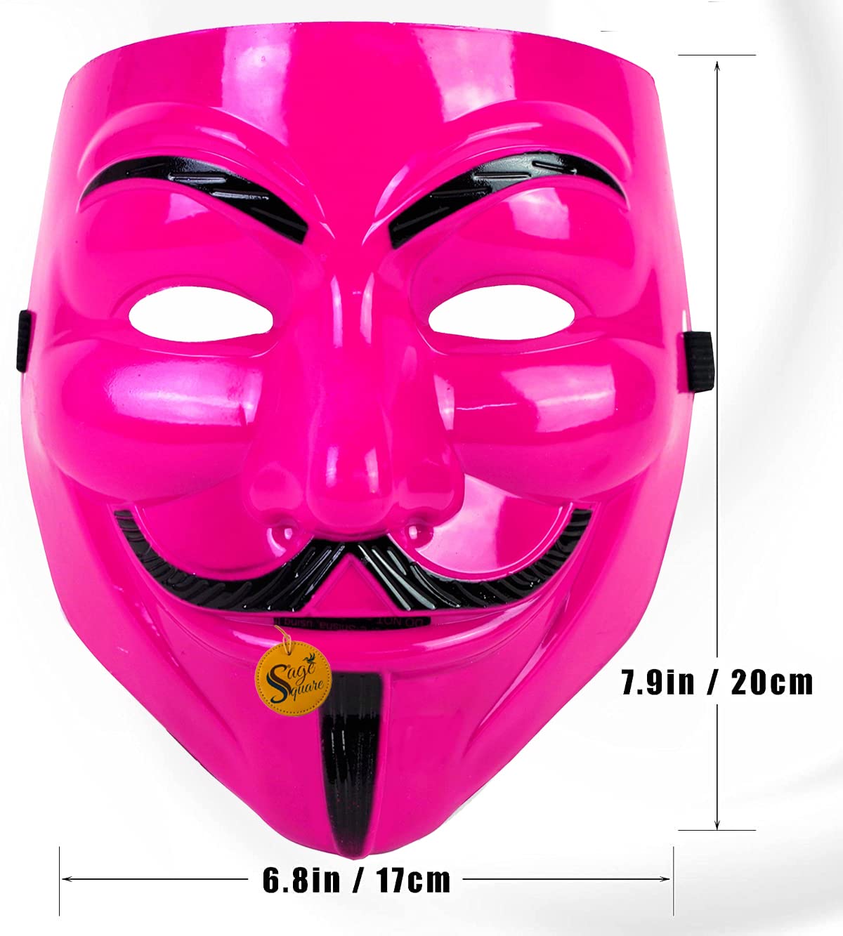 V for Vendetta Face Mask Set of 3 - Sage Square Black, Pink & Silver Anonymous Cosplay Mask | Perfect Fit for Halloween, Protests & Movie Costumes