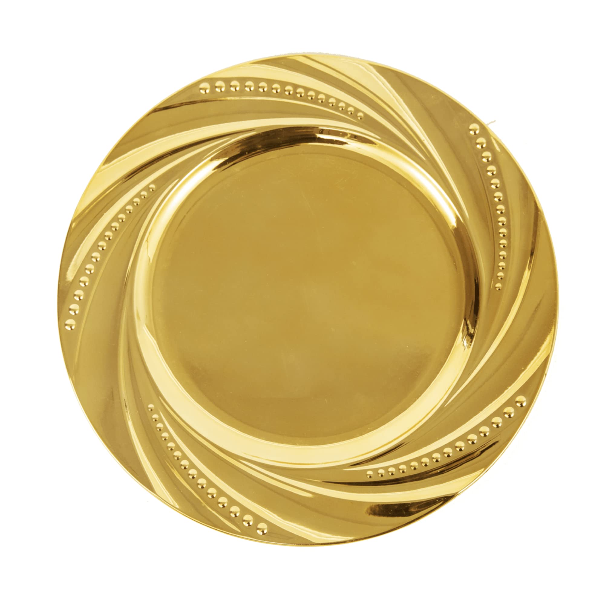24-Pack Gold Charger Plates Set - Round Plastic Electroplated Chargers for Wedding, Party & Table Decor - Elegant Spiral Design for Formal Dinners, Cocktail Receptions & Special Events