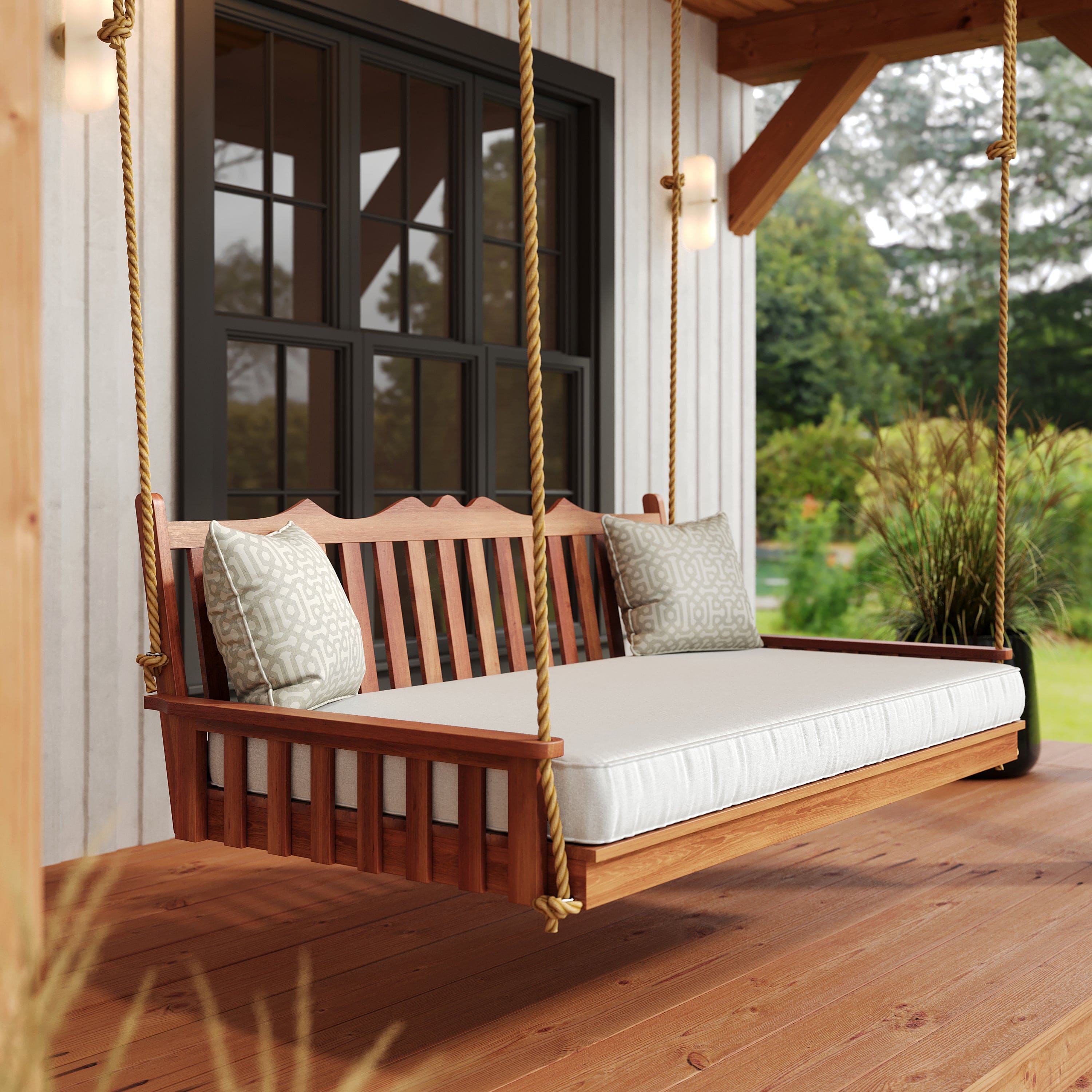 Keystone Amish Co. Unfinished Twin York Red Cedar Swing Bed – Perfect for Porch, Patio, or Garden Relaxation