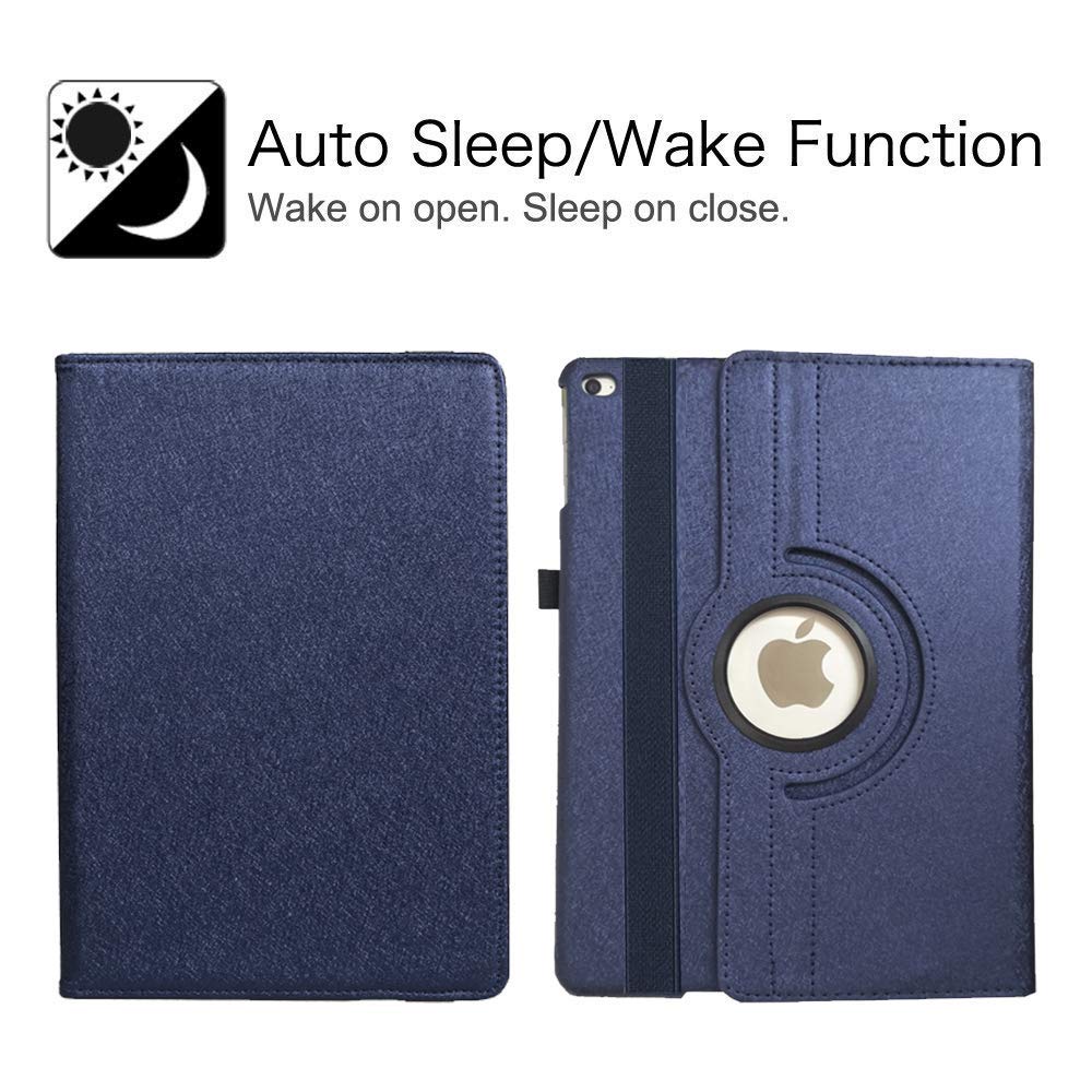 360° Rotating Stand Protective Smart Case for iPad 9.7 inch (5th/6th Gen 2018/2017) & iPad Air 2 - Auto Sleep/Wake Function, Dark Blue - Perfect for Work, Study & Travel