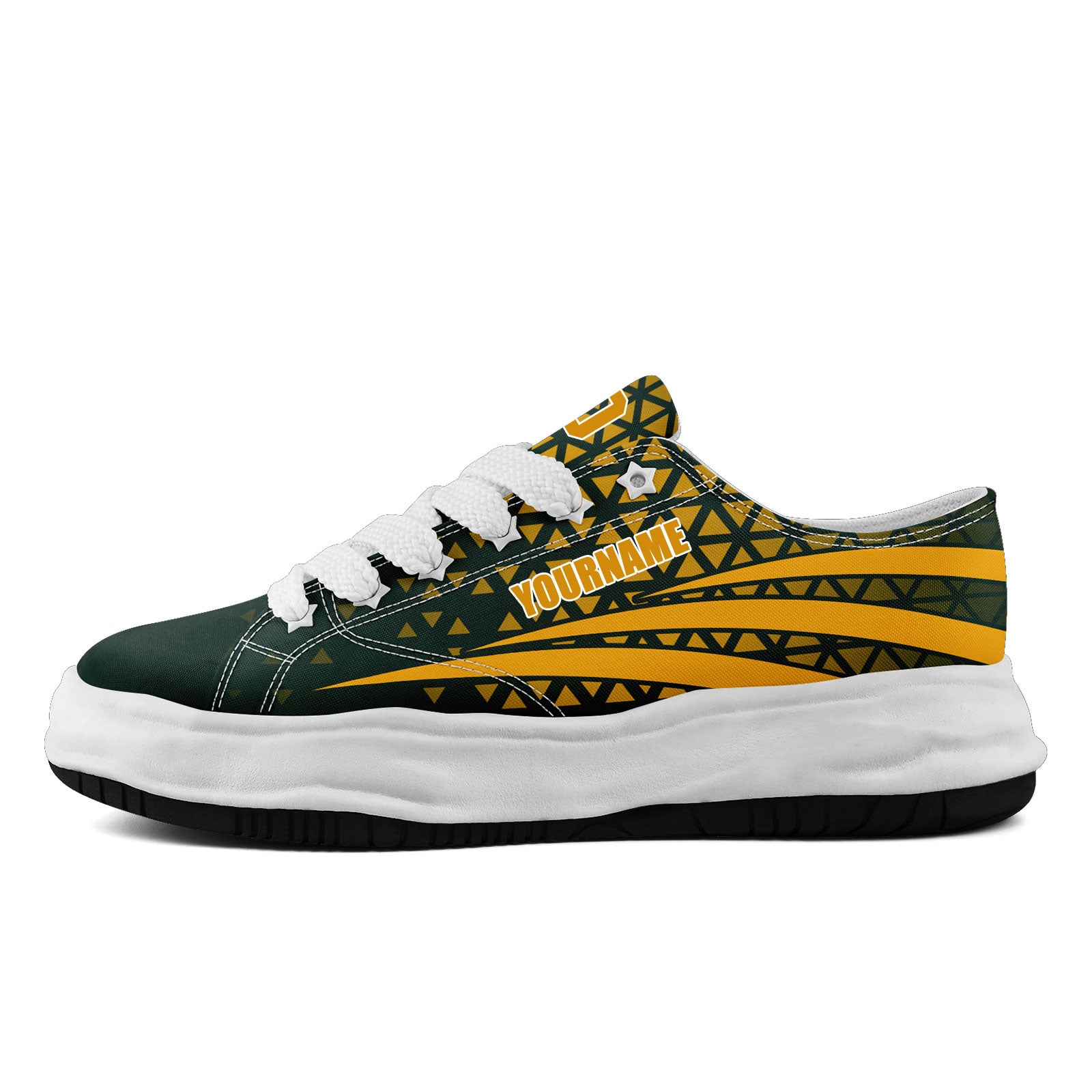 Custom Green & Yellow Wisconsin Badgers Personalized Sneakers - Men's Size 13 (FN038 D023003) - Perfect for Game Day, College Spirit & Fan Apparel