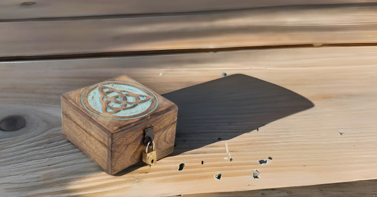 Handmade Wooden Jewelry Box with Lock & Key - Decorative Keepsake Storage Organizer for Rings, Necklaces & Watches | Birthday, Housewarming & Anniversary Gift Idea (Blue Wash Finish) | Perfect for Bedroom Vanity, Travel & Jewelry Display