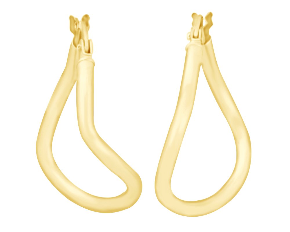 14K Gold Over Sterling Silver Wavy Curved Hoop Earrings for Women - Elegant Everyday Jewelry & Perfect Gift for Birthday, Anniversary
