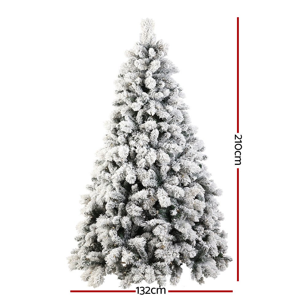 2.1M Pre-Lit Christmas Tree with 500 Warm White LED Lights & Snowy Tips - Perfect for Living Room, Office Holiday Decorations