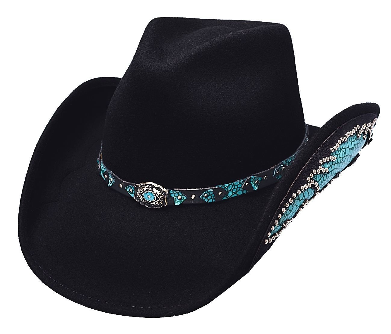 Natural Wool Felt Western Cowboy Hat for Men & Women - Black Large Size - Stylish Rodeo, Outdoor & Country Fashion Accessory