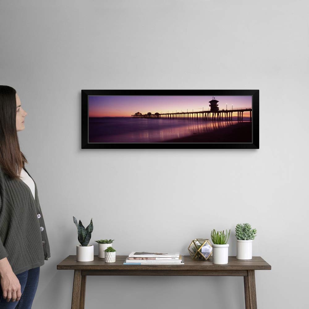 Huntington Beach Pier Black Framed Coastal Art Print - Ocean View Wall Decor for Beach House, Living Room & Office