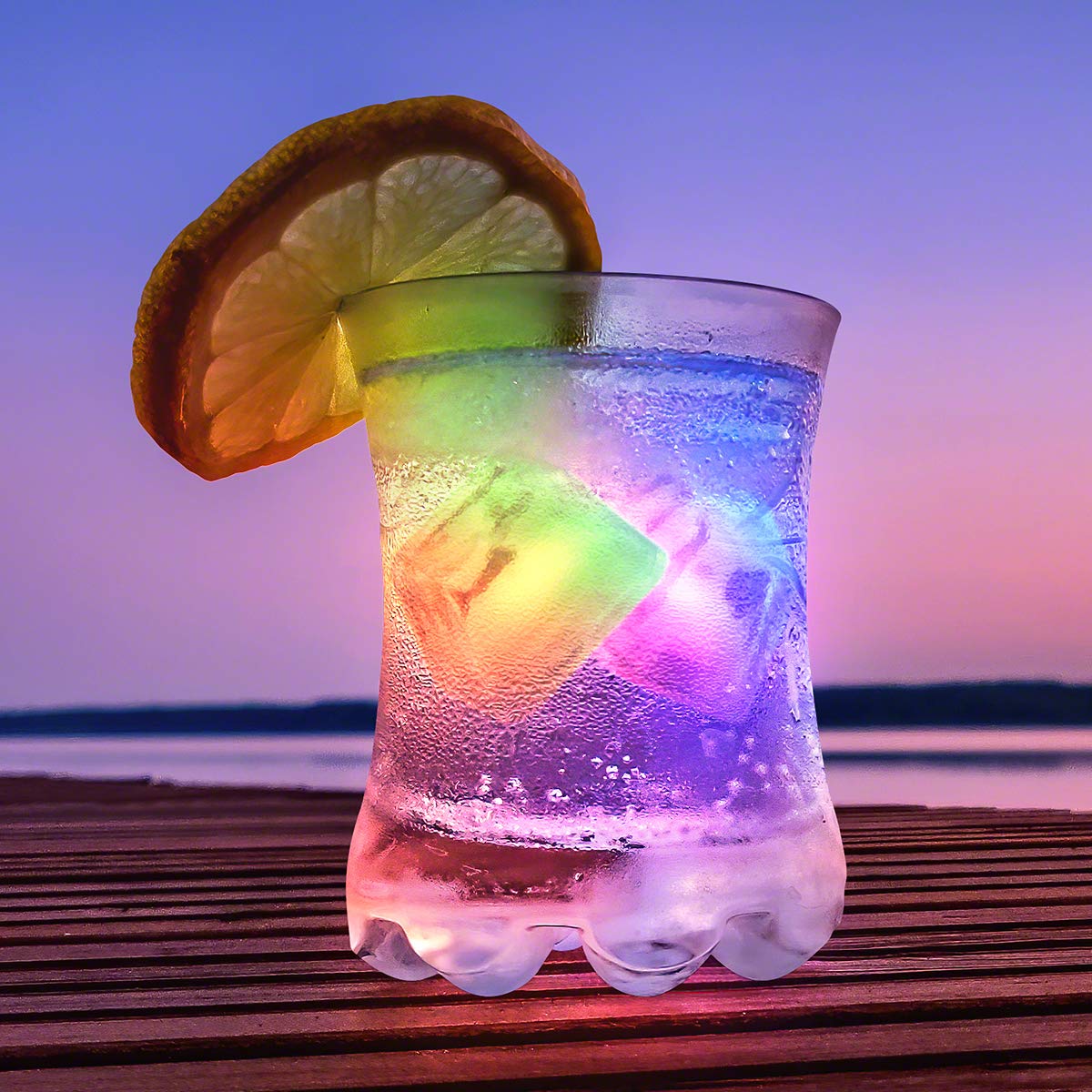Multicolored LED Light Up Ice Cubes - 12 Pack Glow in The Dark Reusable Ice Cubes for Drinks, Cocktails & Parties - Cool & Fun Bar Accessories for Halloween, Christmas & Nightclubs