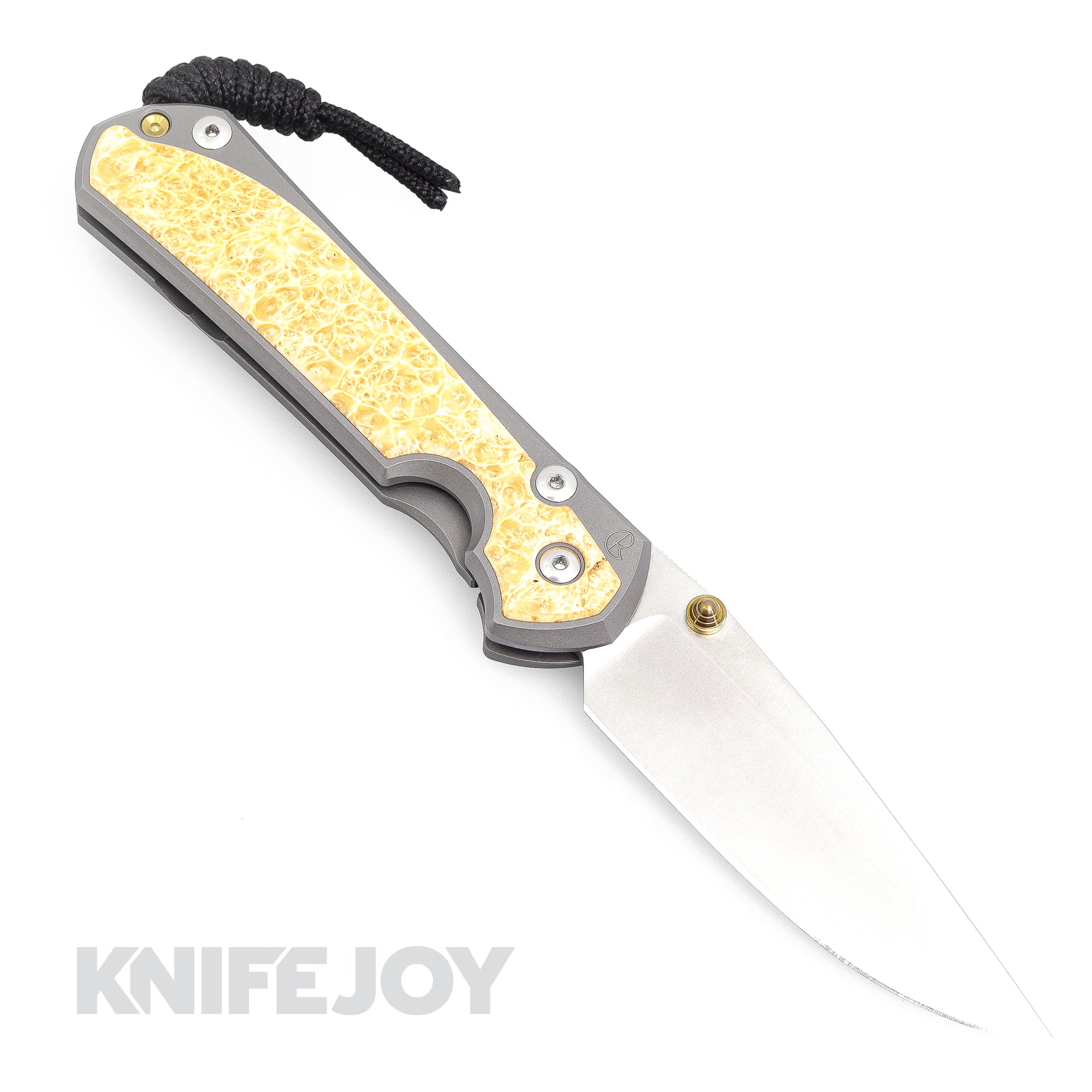 Chris Reeve Knives Large Sebenza 31 Left Hand Folding Pocket Knife - Magnacut Drop Point Blade with Box Elder Wood Inlay & Titanium Handles | EDC, Camping, Outdoor Survival Gear