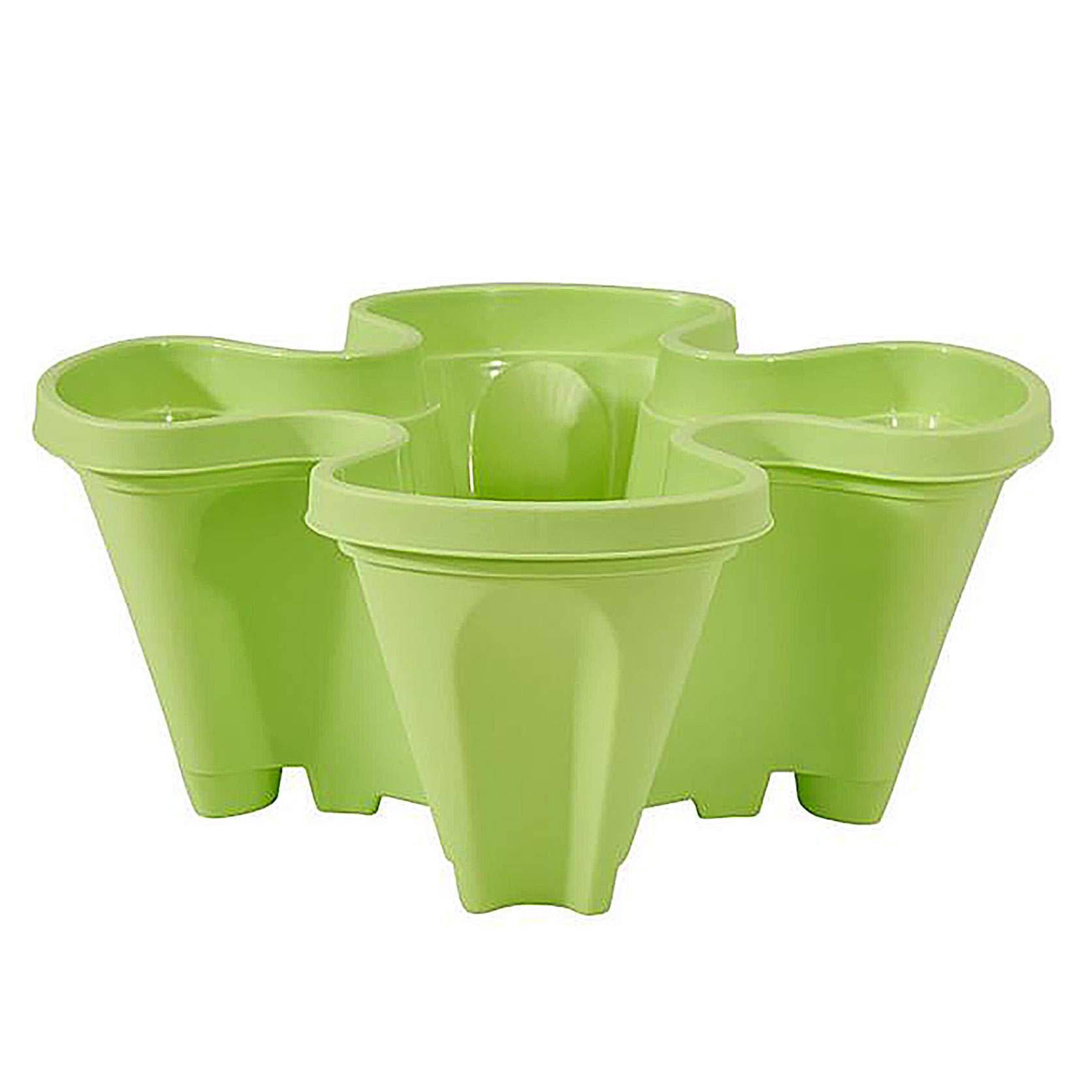3D Four-Petal Flower Pot - Stackable Multi-Layer Strawberry Planter for Indoor/Outdoor Use, Home Office Desk & Garden Decoration (Green) - Perfect for Growing Herbs, Flowers & Small Plants in Limited Spaces