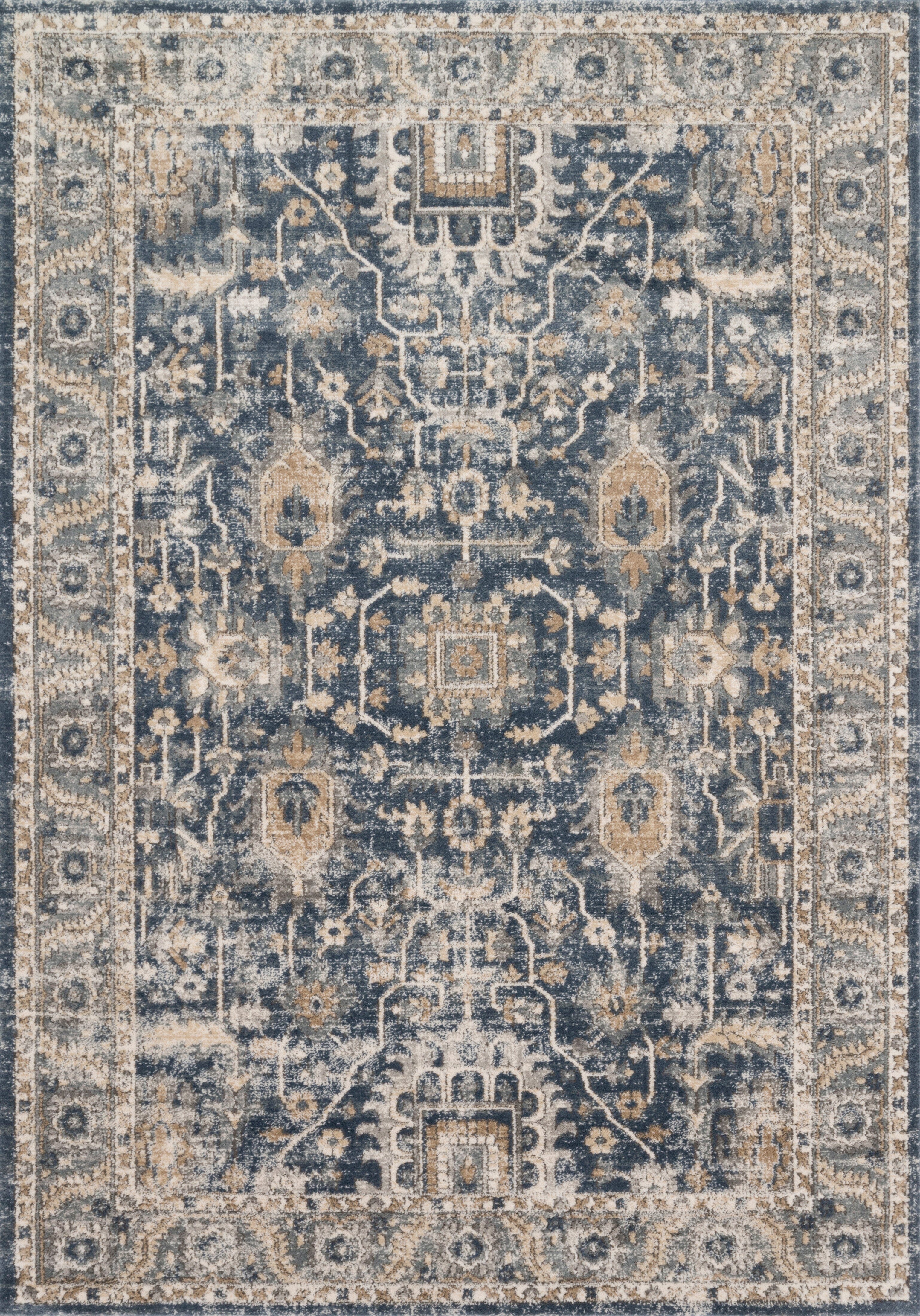 Loloi II Teagan Area Rug - Denim & Pebble Color - Soft & Durable for Living Room, Bedroom, or Office Decor