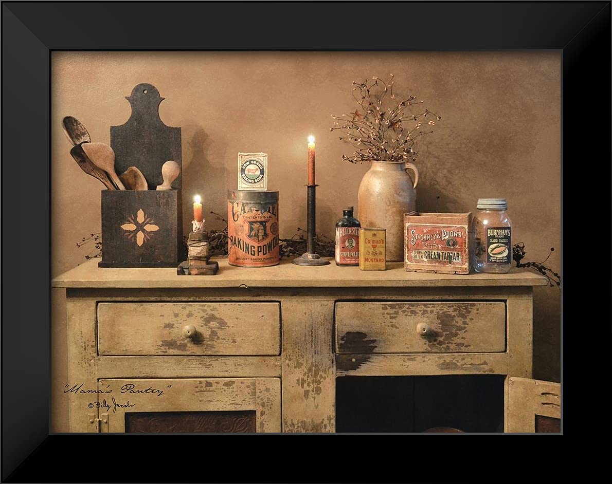 Billy Jacobs 'Mama's Pantry' 24x19 Black Modern Framed Art Print - Contemporary Wall Decor for Living Room, Bedroom & Office