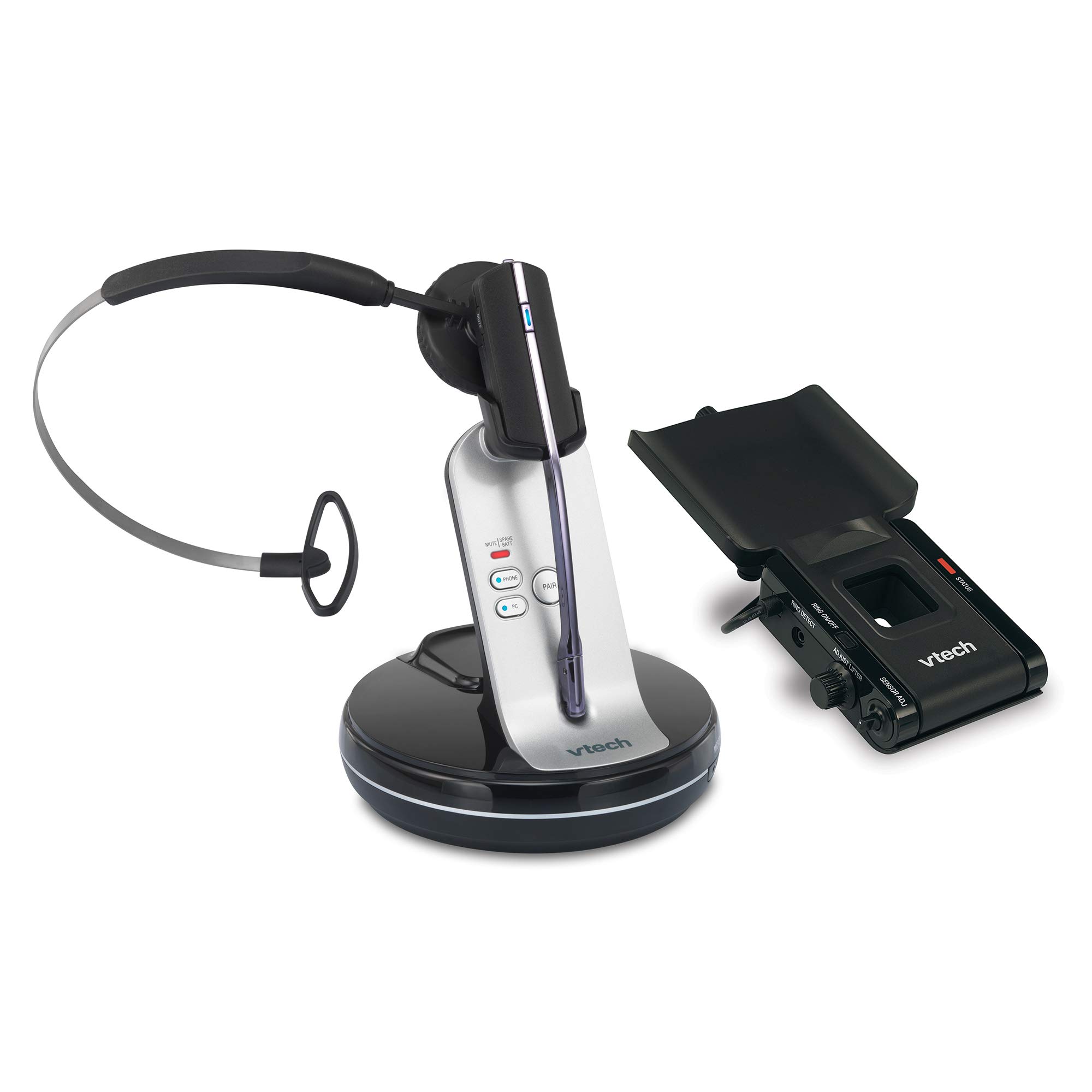 VTech VH6211 DECT 6.0 Wireless Headset - Convertible Softphone & Desk Phone Headset with Lifter for Office Professionals | Compatible with Business Phones | Perfect for Call Centers, Remote Work & Customer Service