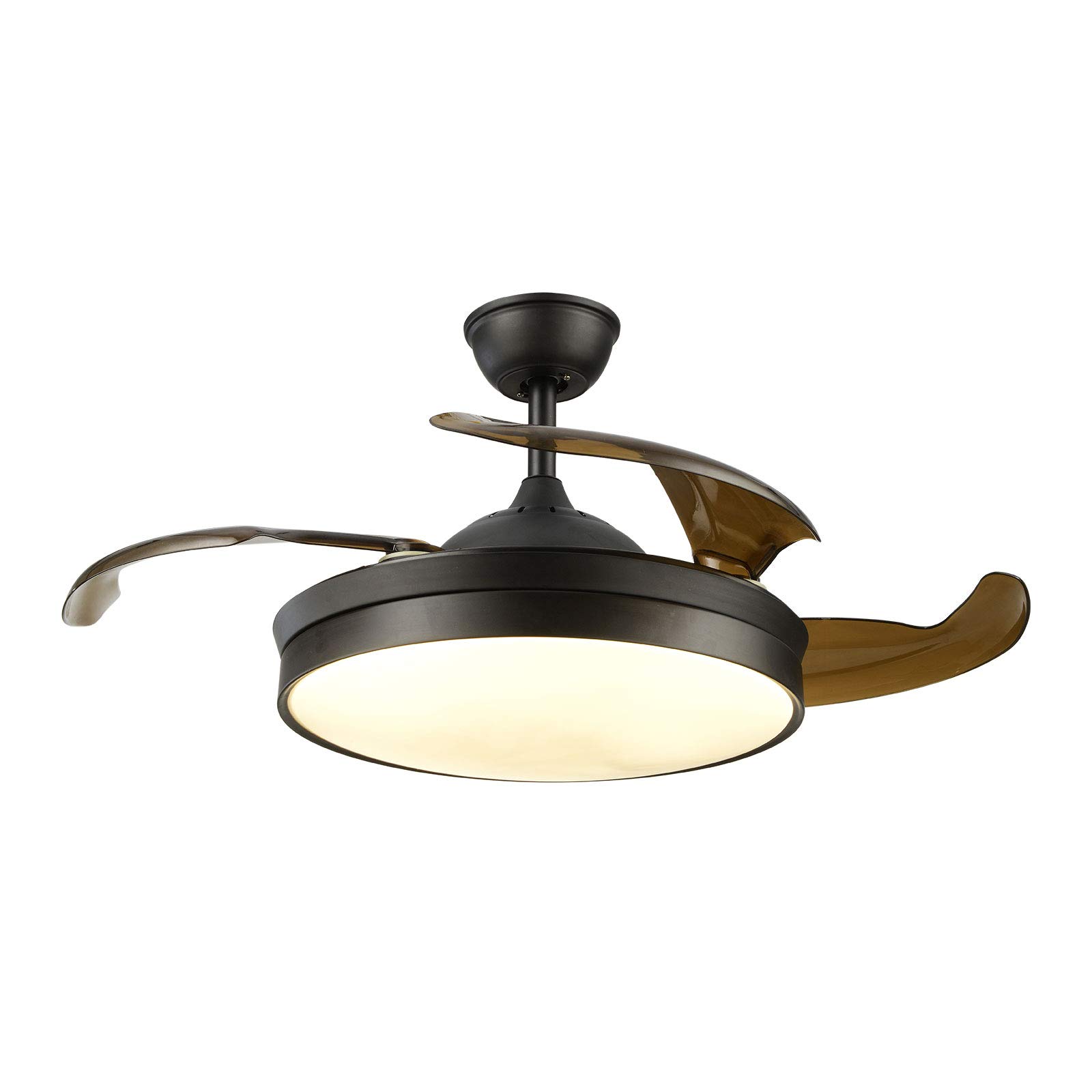 Gdrasuya10 42 Inch Modern Retractable Ceiling Fan with LED Light - Smart Chandelier Fan for Living Room, Bedroom, Dining Room - Energy Efficient & Quiet Operation (Black) | Perfect for Home Cooling and Stylish Lighting Decor