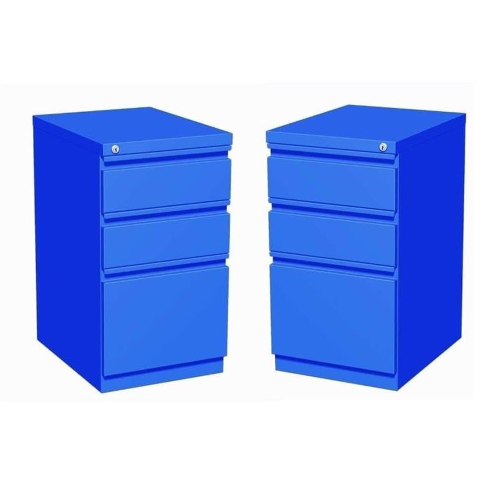 Home Square 2-Piece Metal File Cabinet Set with 3 Drawers - Classic Blue Office Storage Solution for Documents, Files & Office Supplies | Perfect for Home Office, Small Business & Workspace Organization