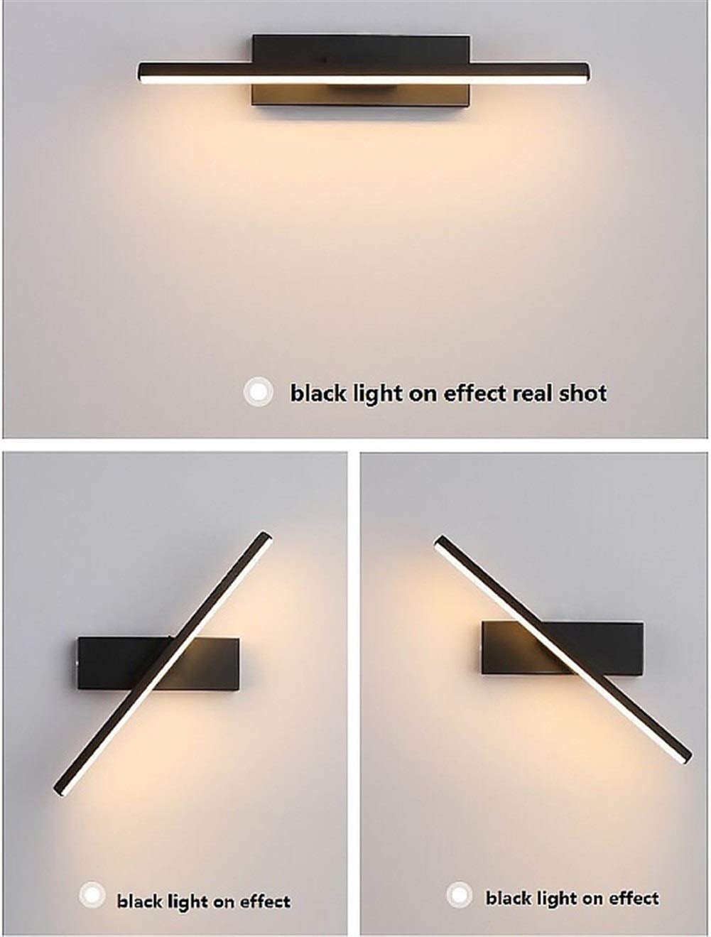 Creative 30cm 330° Rotating Wall Light - Modern Minimalist Bedroom & Cafe Lighting (Black) for Stairs & Makeup Areas