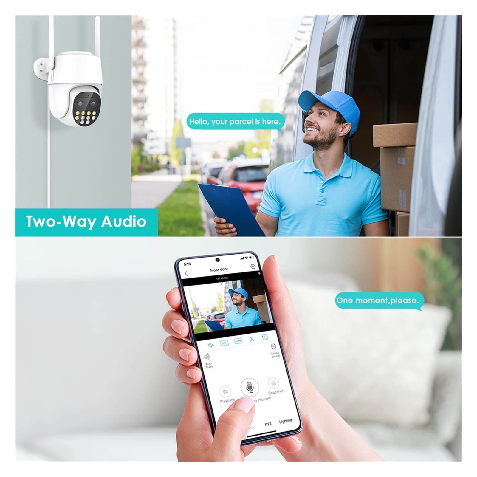 MZZYG 8MP Solar Security Camera with 128GB Card - Dual Lens PTZ WiFi IP Camera, Night Vision & Human Detection for Outdoor Surveillance - Perfect for Home Security, Yard Monitoring, and Business Protection