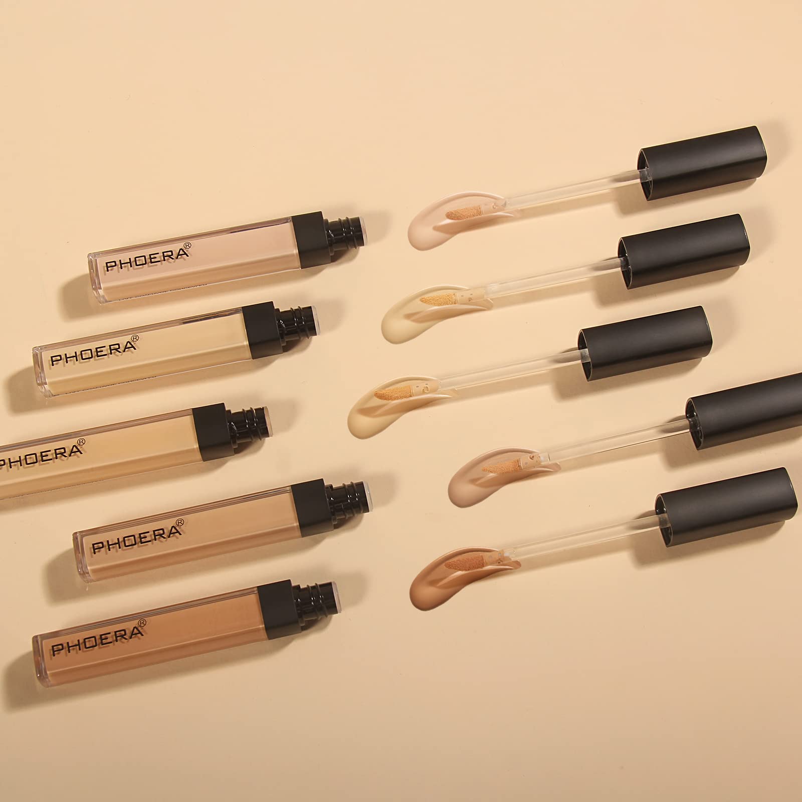 PHOERA Full Coverage Liquid Concealer for Acne, Dark Circles & Tattoos - Hydrating Face Makeup Concealer with High Adherence for Women & Men (Shade 101 Light) - Perfect for Daily Makeup, Professional Use & Special Occasions