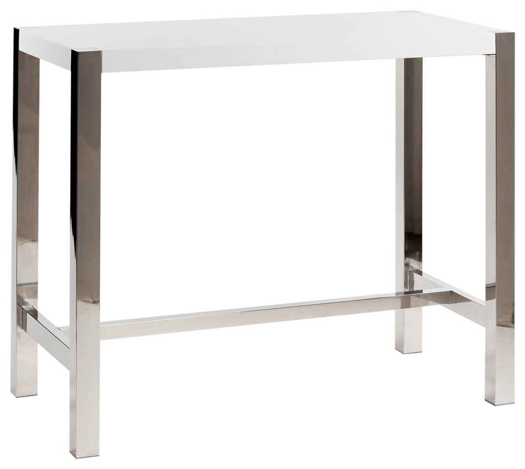 Riva White Bar Table 47x23x41 Inch - Modern Home Collection for Kitchen, Dining Room & Outdoor Entertaining