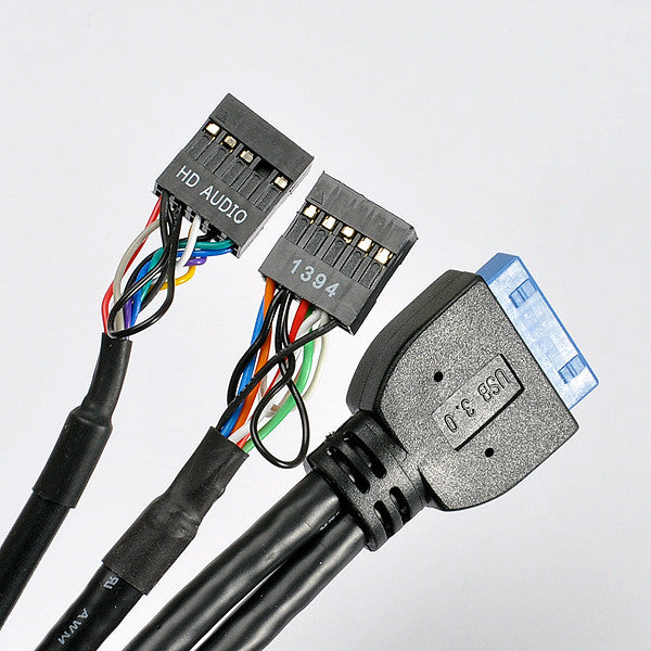 Lian Li USB 3.0 (20-Pin) Front Panel I/O Cable Kit - PW-IE20AH51T0 - for PC Case Motherboard Connection & Multimedia Ports - Perfect for Gaming PC Builds & Computer Upgrades