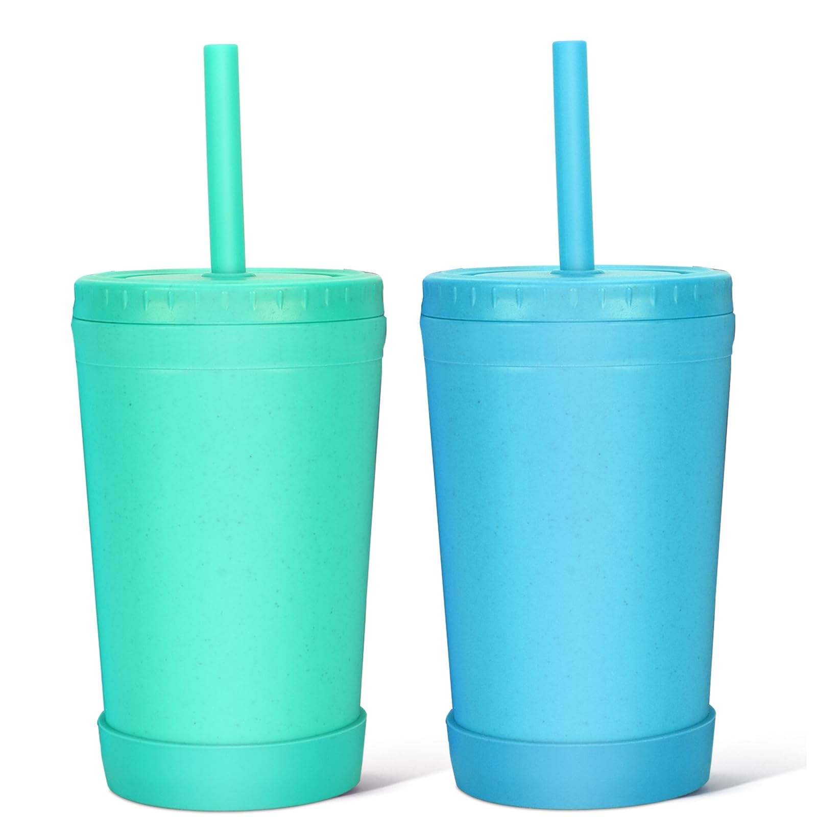 Homestockplus 10 Oz Reusable Wheat Straw Cups with Lids & Silicone Straws - BPA Free, Chip Resistant, Dishwasher & Microwave Safe - Perfect for Toddler Milk, Drinks, Smoothies, Juice, Coffee - Ideal for Home, Office, Travel & Outdoor Activities