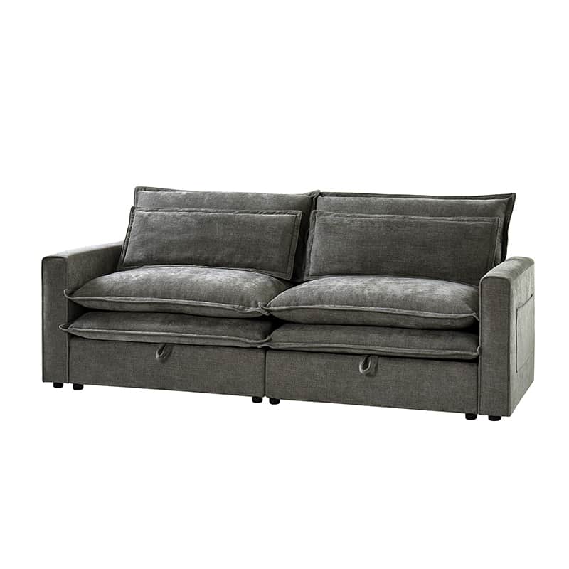 Comfortable Storage Sofa with Dual Layer Cushions & Wide Armrests - Perfect for Living Room, Bedroom, and Small Space Relaxation