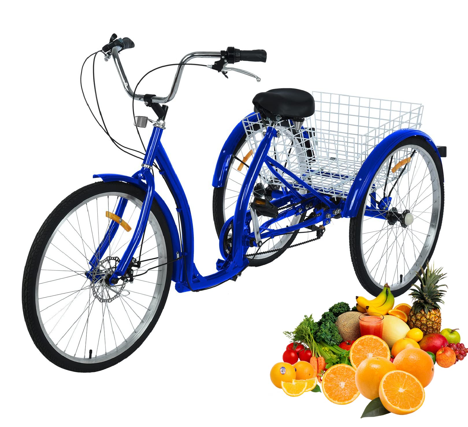 Helwhit 26 Inch 6-Speed Adult Tricycle - Adjustable 3-Wheel Cruiser Bike for Men & Women | Perfect for Commuting, Grocery Shopping & Leisure Rides