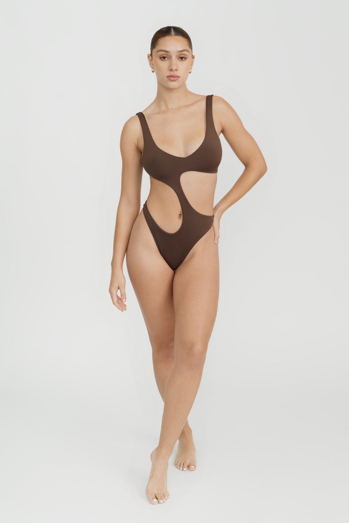 Harlow One Piece Swimsuit - Sexy Chocolate Brown Monokini for Women | Perfect for Beach, Pool, and Summer Vacations