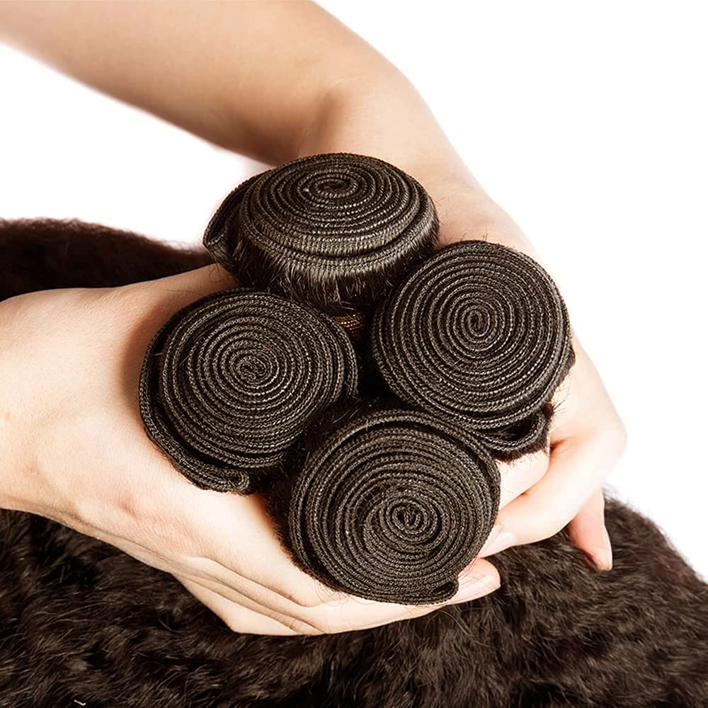 26 28 30 Inch Dark Brown Human Hair Bundles #4 Yaki Straight - Chocolate Brown Mixed Length 3 Bundles - Double Weft Human Hair Weave for Sew-in, Braiding & Natural Hairstyles