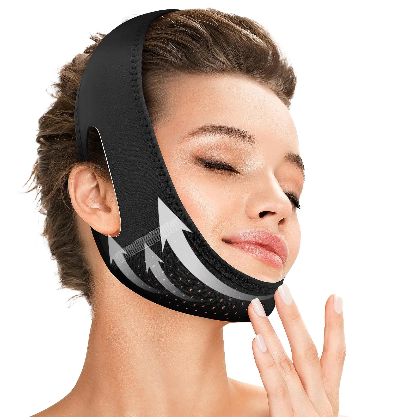 V Line Lifting Face Mask with Adjustable Chin Strap - Reusable Jawline Contouring & Slimming Mask for Double Chin Reduction - Perfect for Skincare Routine, Facial Yoga & Overnight Beauty Treatment