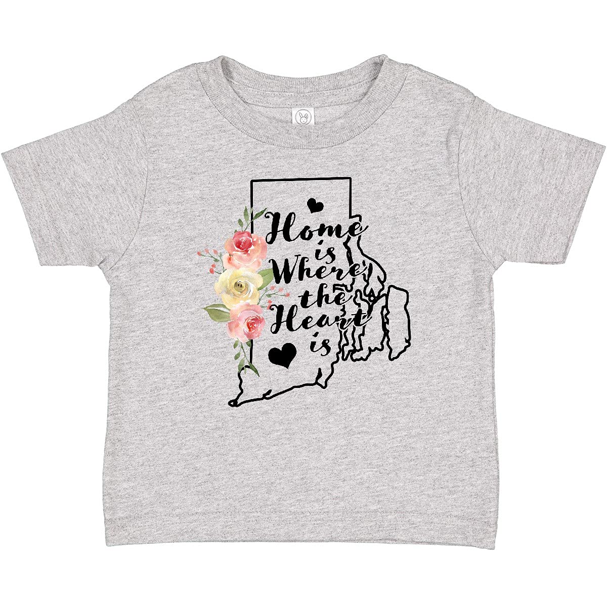 Inktastic Rhode Island Home is Where The Heart is Watercolor Baby T-Shirt - Cute Graphic Tee for Infants & Toddlers - Perfect for Family Photos, Playdates & Casual Outings