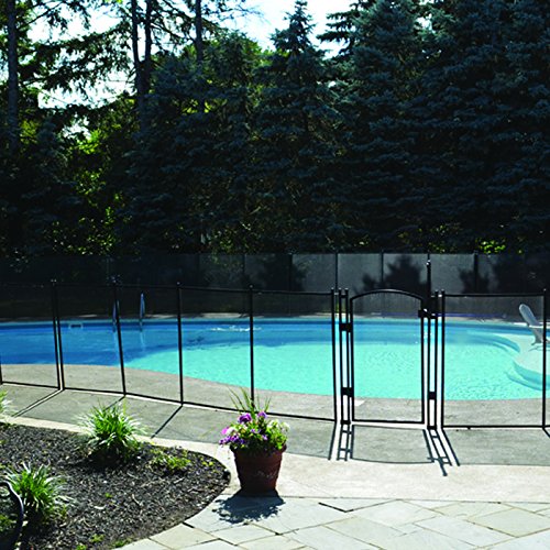 EZ-Guard 4' Tall Self-Closing Safety Pool Fence Gate Kit for In-Ground Pools - Child & Pet Barrier with Mesh Panel (Tan, 4 Feet) - Perfect for Backyard, Swimming Pool & Family Safety Protection