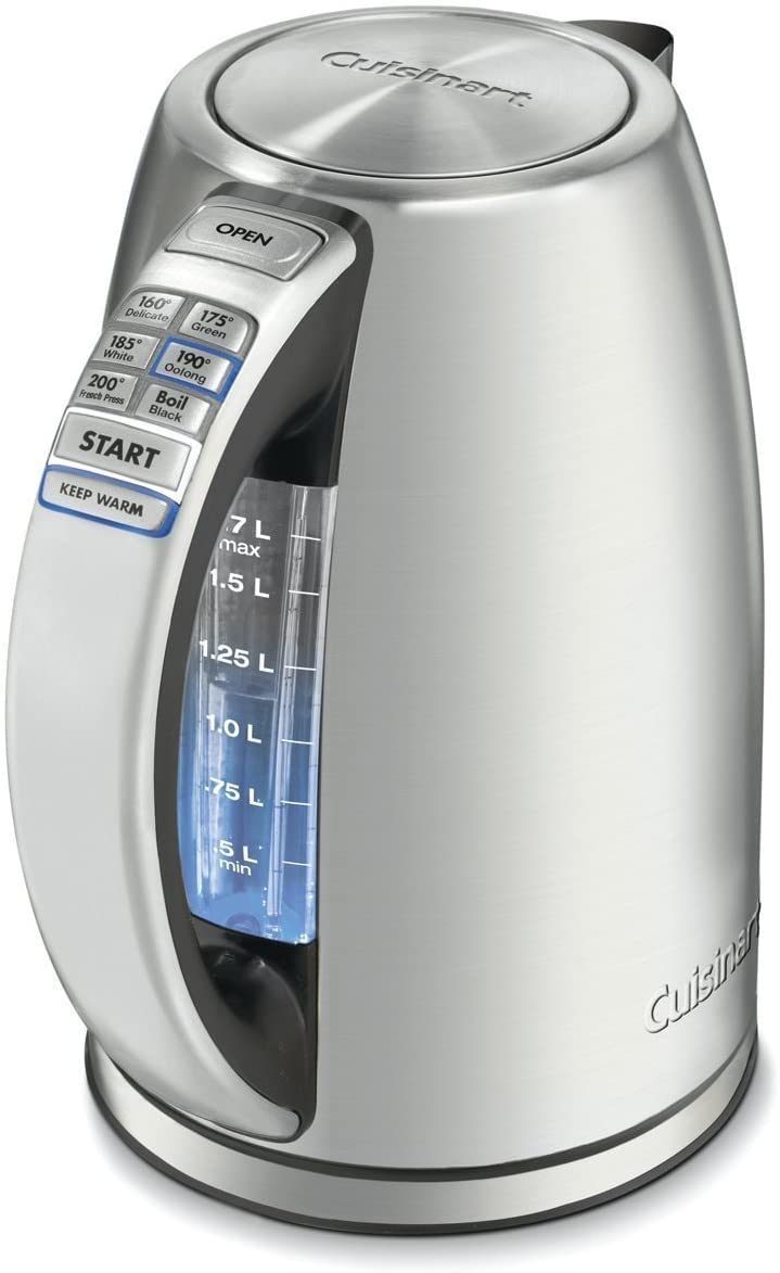 Cuisinart CPK-17 PerfecTemp 1.7-Liter Stainless Steel Cordless Electric Kettle - Fast Boiling for Tea, Coffee & Instant Meals - Perfect for Home, Office & Dorm Use