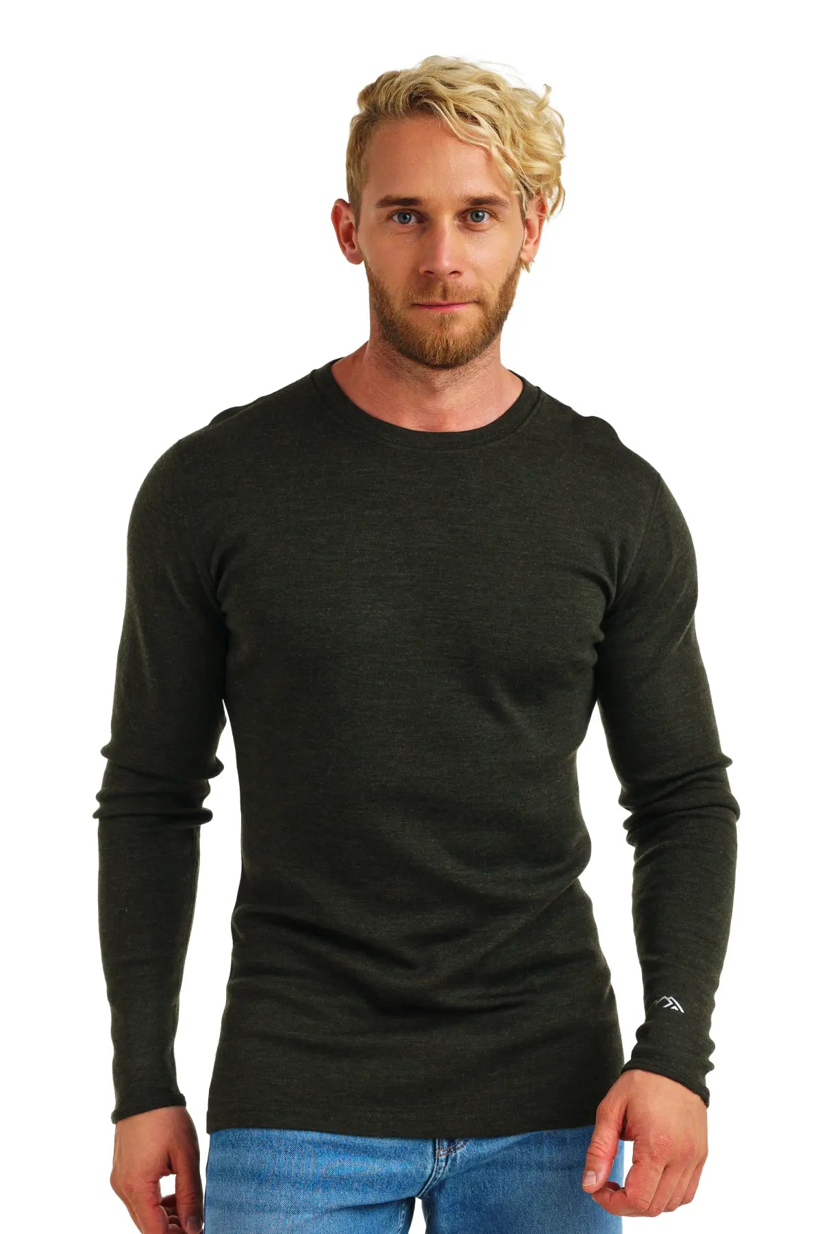 Premium Men's Merino Wool Long Sleeve Base Layer Shirt - 320 GSM, Army Green - Ideal for Hiking, Camping & Cold Weather Outdoor Activities