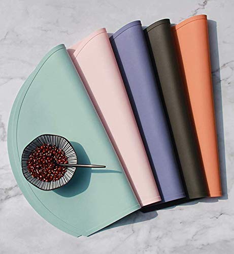 LONGFITE Thick Silicone Placemats for Kids - Non-Slip Table Mats Set of 4 in Mint Green - Perfect for Dining, Parties, and Home Decor