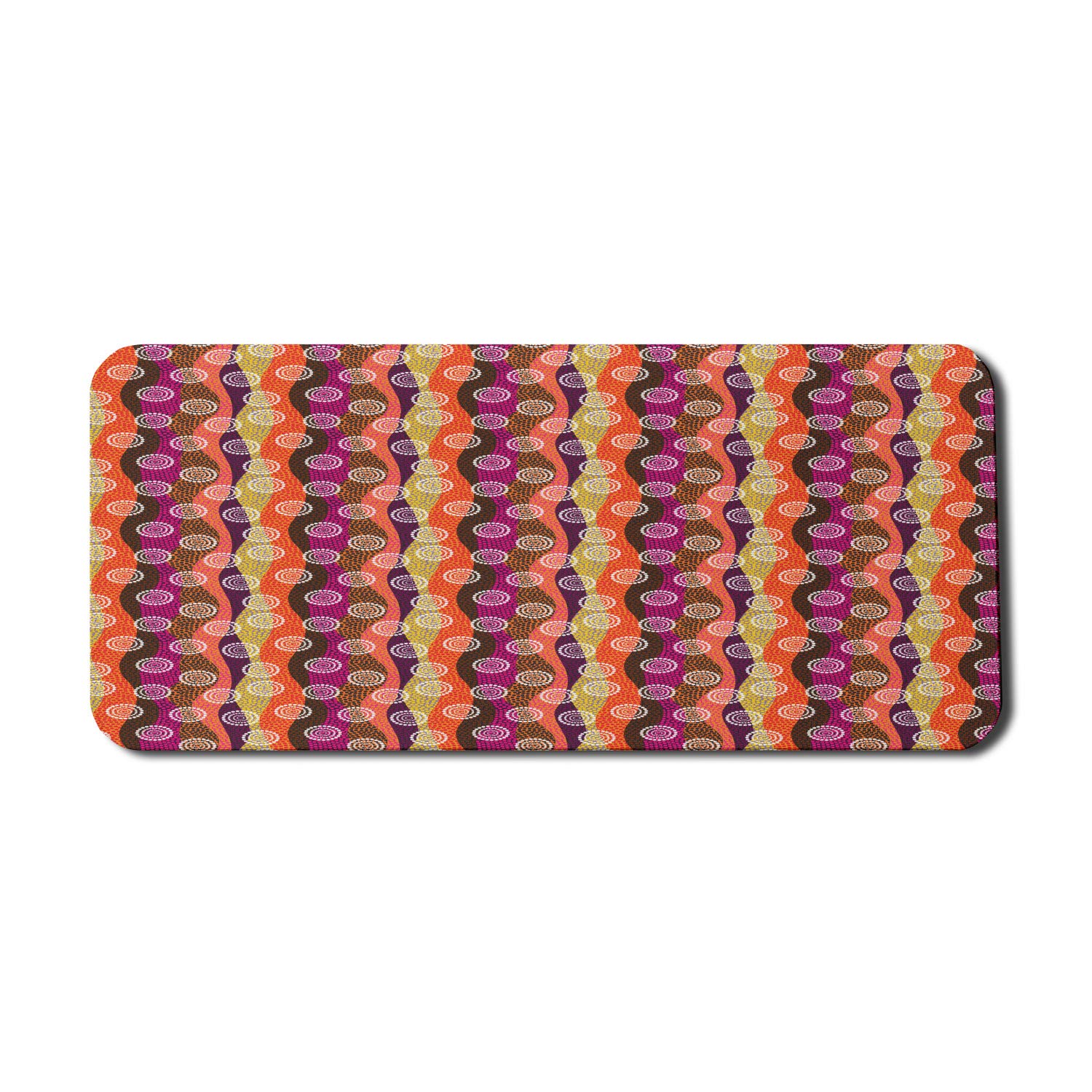 Ambesonne Abstract Computer Mouse Pad - Non-Slip Rubber Gaming Mousepad with Colorful Folkloric Circle Dot Pattern (35