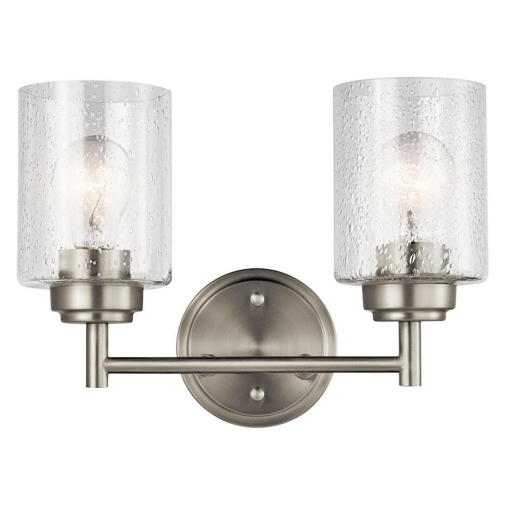 Kichler Lighting 45885NI Two Light Bath Vanity Fixture - Modern Nickel Finish Winslow Collection for Bathroom & Powder Room Decor