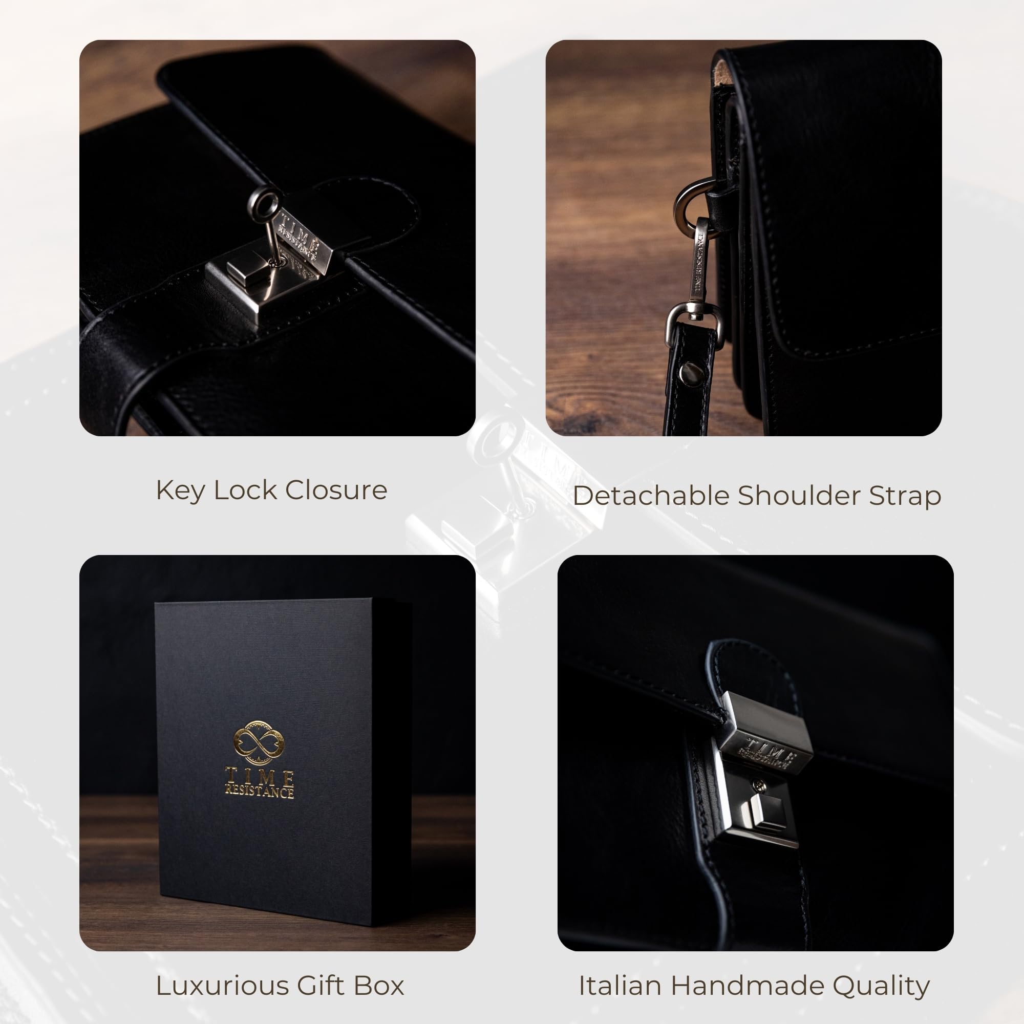 Premium Italian Leather Clutch for Men - Handmade Time-Resistant Wrist Organizer Bag - Perfect for Business, Travel & Daily Essentials