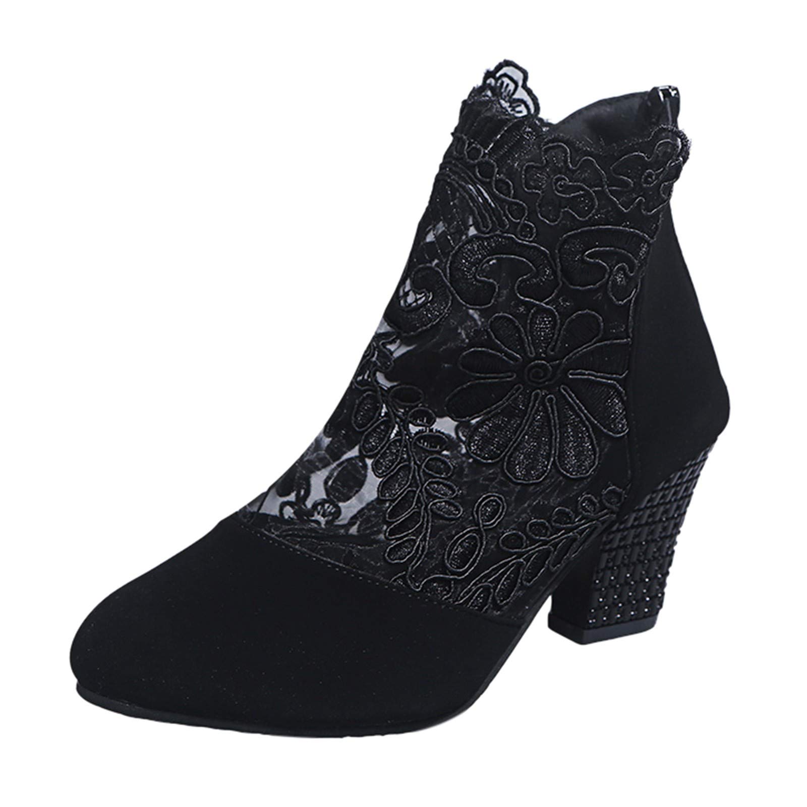 Gibobby Women's Pointed Toe Ankle Booties - Suede Tassel Decor, Side Zipper & Chunky Low Heel for Casual Wear, Office & Date Night Outfits