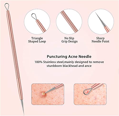 Professional Blackhead Remover Kit - Stainless Steel Acne & Blemish Extractor Tool for Face & Nose - Whitehead & Blackhead Popping Tools with Metal Case - Perfect for Home Skincare & Spa Treatments